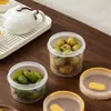 Contenedor de plástico transparente redondo BNBSR con asa, sello hermético, apto para almacenar aceitunas y otros alimentos en conserva