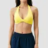 Top regata fitness gola halter estilo japonês e coreano, sutiã esportivo de alta intensidade para mulheres, ajuste justo, sem aro, roupa de ioga e fitness feita sob medida