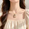 [Acero de Titanio] Collar de Panda de Ojos Negros Completamente Diamantado con un Diseño Único y Elegante, Cadena de Clavícula Versátil para Mujeres, Cadena de Acero de Titanio