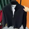 Cárdigan de punto liso con cremallera para hombre, suéter versátil para otoño e invierno, chaqueta ajustada con cuello alto