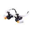 Gafas montadas en la cabeza tipo lente de 6 veces 10 veces 25 veces con luz LED luz fría y cálida lupa de reparación 9892(RD)