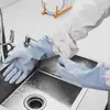 Luvas de borracha de inverno femininas para cozinha, com forro de fleece, duráveis, à prova d'água, para lavar roupas, limpeza doméstica e lavar louça, modelo longo