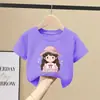 Camiseta de Manga Corta para Niña Verano 2026 Nueva de Algodón Puro Top de Verano para Niños Mayores Camisa Fina de Media Manga