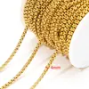 Cadena de Perla Cuadrada de Acero Inoxidable Transfronteriza 1.5-5mm Chapada en Oro de 18K Accesorios Semi-Terminados para DIY Collares Pulseras Venta al por Mayor