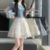 Falda de Malla Plisada Multicapa Estilo Ballet para Mujer, Falda Corta Adelgazante de Cintura Alta en Línea A que se Ajusta a la Cadera, para Primavera y Verano