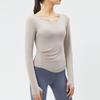 2025 Nuevos Tops Deportivos para Mujer, Camisetas de Manga Larga, Ajustados, Ropa de Entrenamiento para Correr con Sensación Nude, Ropa de Yoga Adelgazante