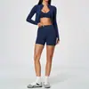 Nuevo conjunto de yoga 2026, chaqueta ajustada de cuello alto, ropa deportiva, alta elasticidad, conjunto de fitness transpirable, conjunto de tres piezas para mujer 5112