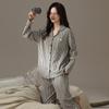 Pijama de Algodão Feminino Outono Calça de Manga Longa Cardigã Doce Conjunto Waffkle Primavera Algodão Roupa de Casa Feminina