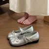 Sapatilhas de Ballet para Mulheres 2026 Verão Novo Estilo com Saia, Laço Francês Bico Quadrado Tira Única Mary Jane Sapatos de Couro