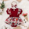 Ropa infantil de comercio exterior TX para niñas Verano encaje estampado floral oreja de madera manga corta falda de lazo bolsa de pañal ropa ha