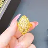 Anel de Ouro de Areia Vietnamita para Mulheres Que Não Desbota por Muito Tempo, Flores de Ouro de Imitação, Noiva de Casamento Exagerada, Joias Simuladas Três Ouros Falsos