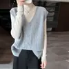 Chaleco de punto para mujer 100% lana pura, cuello en V, apto para usar en capas, chaleco sin mangas de punto otoño e invierno 2026