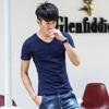 2025 Verano Blanco Puro para Hombre Slim Cuello Redondo Manga Corta Camiseta Color Sólido Más Fácil de Combinar Manga Corta Slim Camiseta Básica al Por Mayor