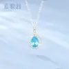 Collar de Plata S925 con Colgante Azul en Forma de Lágrima para Mujer, Colgante Exquisito de Zafiro de Lujo Ligero, Cadena para Clavícula, Regalo de San Valentín
