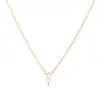Collar con Colgante de Plata de Ley S925 Chapado en Oro de 18K con Zirconia Marquise para Mujer, Estilo Minimalista Único, Versátil para el Uso Diario, Cadena para Clavícula