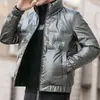 Marca de Moda Cuello Vertical Chaqueta Brillante de Algodón Acolchado Invierno Chaqueta Corta Engrosada Brillante Guapo Cálida Gruesa Chaqueta para Hombre