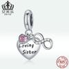 Pulsera Aifuluo Original de Plata Esterlina S925 con Colgante de Corazón de Hermanas, Colgante de Zircón Rosa en Forma de Corazón, Accesorios al Por Mayor