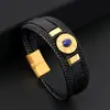Nuevo Pulsera Tejida a Mano para Hombre con Incrustaciones Geométricas de Lapislázuli Natural con Cierre Magnético de Acero Inoxidable Joyería