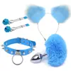 Pinza Divertida para Pelo de Oreja Pinza de Leche Tapón Anal Posterior Utensilios para Hombres y Mujeres Productos Sexuales sm Metal Traje Divertido Cola de Zorro