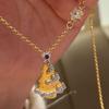 Collar de lujo ligero francés italiano con estrella de árbol de Navidad cepillada en dorado, serie vintage, cadena de clavícula refinada de alta gama