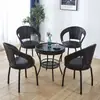 Silla de Ratán para Balcón Silla Individual con Respaldo Tejida a Mano Sala de Estar Dormitorio Silla de Ratán Giratoria Simple para el Hogar Silla de Ratán Pequeña para Exteriores