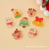 Accesorios navideños de resina de dibujos animados transparentes, pegatinas para funda de teléfono con pegamento de crema DIY, adornos para el cabello y pequeñas decoraciones navideñas