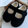 En StockVelcro Suela Gruesa Birkenstock Zapatos de Piel para Mujer Ropa de Abrigo Otoño/Invierno Terciopelo Plus Tacón Oculto Punta Redonda Zapatos Mary Jane