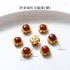 Alta Retención de Color Chapado en Cobre 24K Oro Real Accesorios de Ágata Roja Piezas para Joyería DIY Calabaza de Loto Productos Semi-Terminados Venta Directa de Fábrica