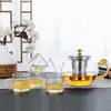 Tetera de vidrio engrosado, resistente al calor y a altas temperaturas, taza de té, juego de té con filtro 304, a prueba de explosiones para llama abierta, olla para preparar té doméstico