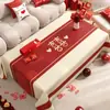 Mantel de boda rojo, lavable, a prueba de aceite, impermeable, mantel de comedor, nueva cubierta festiva para mesa de té 2024, cubierta de compromiso