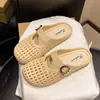 Falda con Sandalias Tejidas Transpirables, Zapatos de Mujer con Suela Suave y Diseño Hueco, Zapatos Mary Jane de Moda de Verano, Zuecos