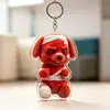 Dedo Medio Maligno Perro Rojo Pequeño Herido Llavero de Acrílico Mochila de Estudiante Colgante Divertido Regalo Pequeño