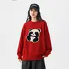 Suéter Panda Pequeño Camel HJCAMEL para Mujer, Moda Otoño e Invierno, de Alta Gama, Holgado, Grueso, Cuello Redondo