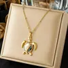 Collar Colgante de Tortuga con Concha Retro Francés Venta Caliente Transfronteriza Acero Inoxidable Chapado en Oro con Cuentas Cadena Versátil para Clavícula Femenina