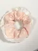 Elástico de Cabelo Scrunchie Listrado com Renda Estilo Coreano para Mulheres, Acessório de Cabelo Suave e Elegante, Elástico de Cabelo Scrunchie Estilo Coreano