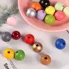 Amazon Transfronterizo Nuevo 16mm Kidsren's DIY Colorido Cuentas de Madera Hechas a Mano Cuentas Sueltas de Hemu Accesorios para Cuerdas Venta al por Mayor