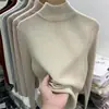 Suéter Tricot Angorá Branco Gola Alta Meia Manga Feminino Outono Inverno Slim Fit Simples Camisa Base Estilo Coreano