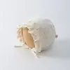 Gorro de corte coreano para bebé con orejas protectoras, sombrero dulce de encaje para princesa que cubre la cara para niñas pequeñas, a prueba de viento para primavera y otoño