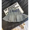 Nova Moda de Verão Estilo Coreano Roupas Infantis Médias e Grandes, Vestido de Verão, Saia Curta para Meninas, Saia Plissada Jeans Casual da Moda e Versátil para Crianças