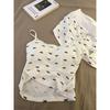 Pijama Feminino com Bojo Alças para Verão 2025 Novo Estilo Coreano plus size Roupa de Casa Spice Girl Ajuste Slim terno