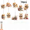 Enfeites de Madeira Decorativos para Pendurar de Cão Pomerânia Natalino 2D Planos de 10 Peças com Várias Poses Engraçadas para Diferentes Cenas