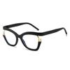 Nueva Moda Novel Colores Arcoíris Brillante Espejo Plano Ins Distintivo Perla Decorativa Ojo de Gato Montura de Gafas Moderna