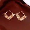 Pendientes Colgantes de Hoja con Aguja de Plata Electrochapada en Oro Real de 18K, Pendientes de Aro de Tendencia de Moda Europea y Americana, Pendientes Únicos y Elegantes, Diseño de Nicho
