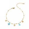 Pulseira de ouro de alta qualidade com pedra verde simples, elegante, retrô, acessórios franceses de nicho, atacado, pulseira de peixe pequeno de aço inoxidável para mulheres