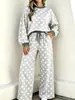Conjunto de Calças Casuais Simples de Cintura Elástica com Estampa de Bolinhas Loose de Cintura Alta para Mulheres - Nova Coleção Outono/Inverno 2026 Europeia e Americana Transfronteiriça