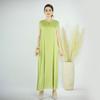 Vestido Loriya 2023 de Cor Sólida com Pregas de Sardinha e Forro