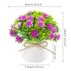Plantas verdes artificiales, plantas pequeñas en maceta con cuerda de cáñamo y decoraciones de lazo, adornos de escritorio, plantas en miniatura en maceta para el hogar y la oficina