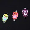 Al por mayor Versión Coreana Creativo Doble Colgante Patrón de Búho Goteo de Aceite Aleación Pulsera Collar Colgante Accesorios de Joyería DIY