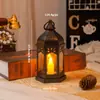 Decoración Transfronteriza Accesorios de Decoración para el Hogar Atmósfera Luz Nocturna Lámpara de Viento Hexagonal Adornos de Lámpara de Velas Decorativas para Colgar en el Patio
