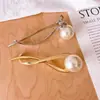 Pasador de Aleación de Gama Alta con Cruz de Perla Estilo Coreano Elegante Temperamento Clip para Coleta en la Parte Trasera de la Cabeza Pinza para Moño Pinza de Garra para el Cabello